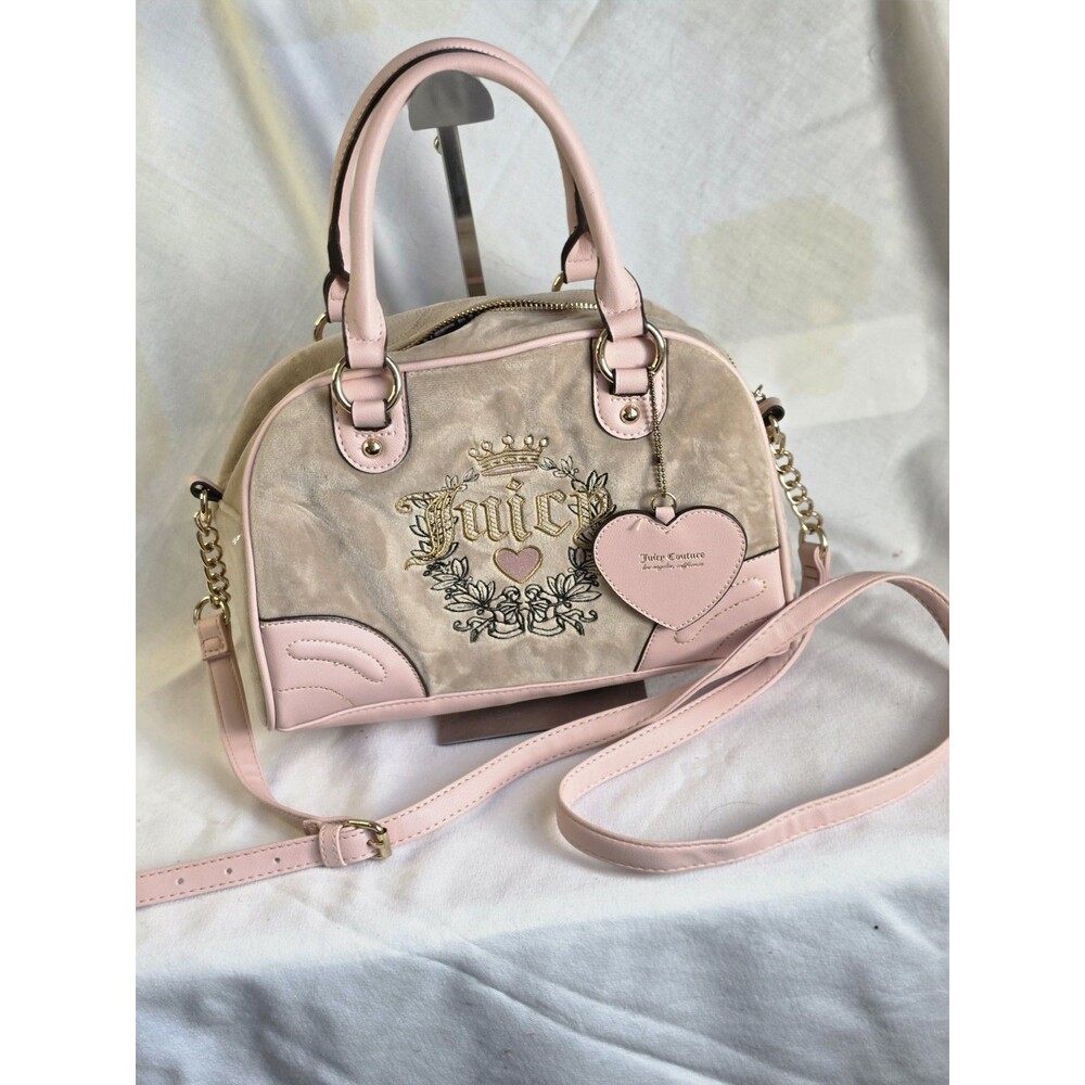 Juicy Couture Caf Heritage Bowlers Handbag Beige Pink Msrp$158 View 2